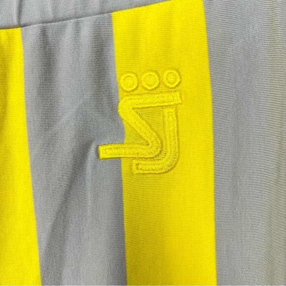 NWT Shane Justin Runway Flare Pants sz 2XL Yellow Grey Stripe Cotton Authentic - Picture 8 of 9